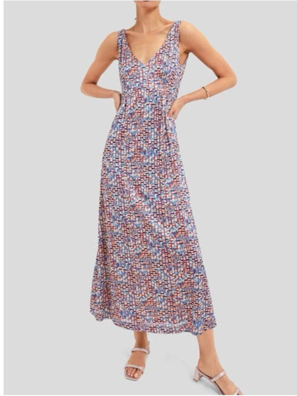 NWT Tuckernuck Natasha mosaic tile v neck maxi dress metallic Large